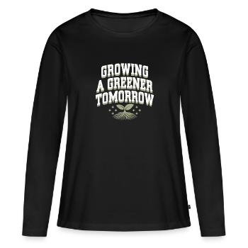 Optimisme climatique, Jour de la Terre, Durabilité - T-shirt manches longues Premium bio Femme - noir - Devant - Julia (174cm)