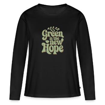 Optimisme climatique, Jour de la Terre, Durabilité - T-shirt manches longues Premium bio Femme - noir - Devant - Julia (174cm)