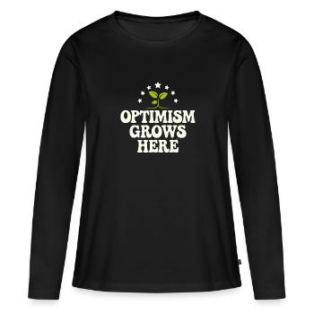 Optimisme climatique, Jour de la Terre, Durabilité - T-shirt manches longues Premium bio Femme - noir - Devant - Julia (174cm)