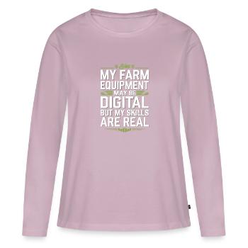 Farming Simulator Virtual Farming Game Fan Farm - Frauen Premium Bio Langarmshirt - Altrosa - Vorne - Julia (174cm)
