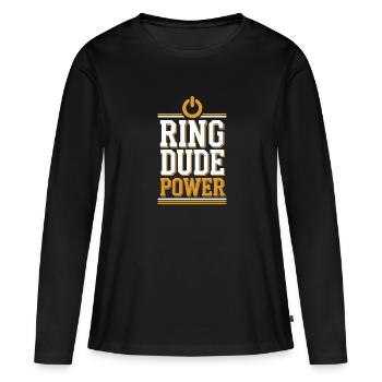 Bague Dude Cérémonie de mariage Bague Guy - T-shirt manches longues Premium bio Femme - noir - Devant - Julia (174cm)