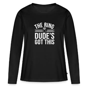 Bague Dude Cérémonie de mariage Bague Guy - T-shirt manches longues Premium bio Femme - noir - Devant - Julia (174cm)