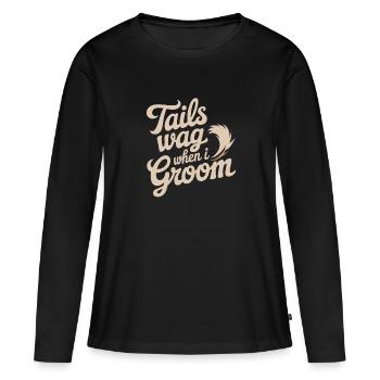 Passionné de soins pour chiens Soins et soins pour chiens - T-shirt manches longues Premium bio Femme - noir - Devant - Julia (174cm)