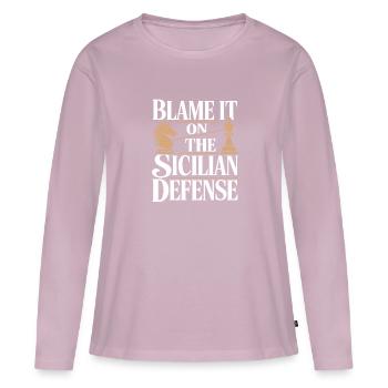 Mouvement de renaissance des échecs Chess Lover Strategic - T-shirt manches longues Premium bio Femme - rose poudré - Devant - Julia (174cm)