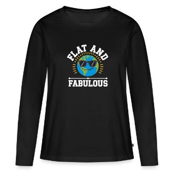 Satire de la Terre Plate Conspiration Drôle Et - T-shirt manches longues Premium bio Femme - noir - Devant - Julia (174cm)