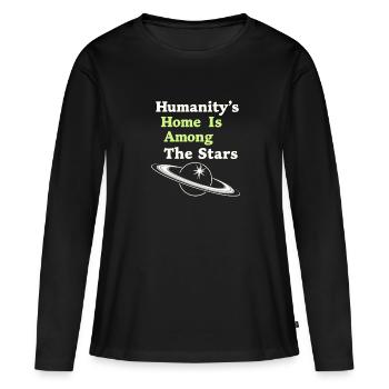 Exploration spatiale Découverte cosmique - T-shirt manches longues Premium bio Femme - noir - Devant - Julia (174cm)
