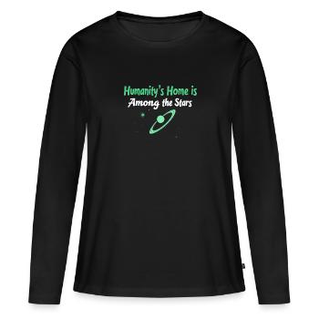 Exploration spatiale Découverte cosmique - T-shirt manches longues Premium bio Femme - noir - Devant - Julia (174cm)
