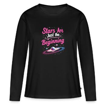 Exploration spatiale Découverte cosmique - T-shirt manches longues Premium bio Femme - noir - Devant - Julia (174cm)