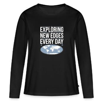 Satire de la Terre Plate Conspiration Drôle Et - T-shirt manches longues Premium bio Femme - noir - Devant - Julia (174cm)