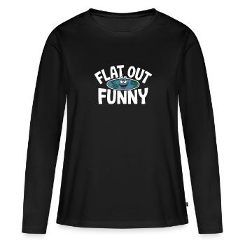 Satire de la Terre Plate Conspiration Drôle Et - T-shirt manches longues Premium bio Femme - noir - Devant - Julia (174cm)