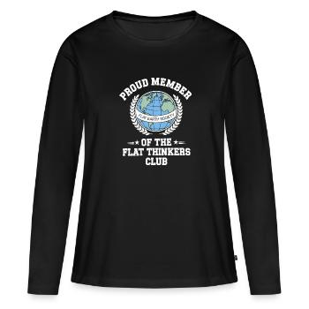 Satire de la Terre Plate Conspiration Drôle Et - T-shirt manches longues Premium bio Femme - noir - Devant - Julia (174cm)