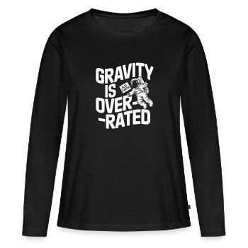 Satire de la Terre Plate Conspiration Drôle Et - T-shirt manches longues Premium bio Femme - noir - Devant - Julia (174cm)