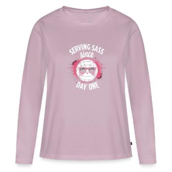 Joueur De Volley-ball Et Fan Spike Service - T-shirt manches longues Premium bio Femme - rose poudré - Devant - Julia (174cm)