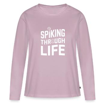 Joueur De Volley-ball Et Fan Spike Service - T-shirt manches longues Premium bio Femme - rose poudré - Devant - Julia (174cm)