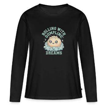 Les amateurs de dim-sum de la cuisine chinoise et des quenelles - T-shirt manches longues Premium bio Femme - noir - Devant - Julia (174cm)