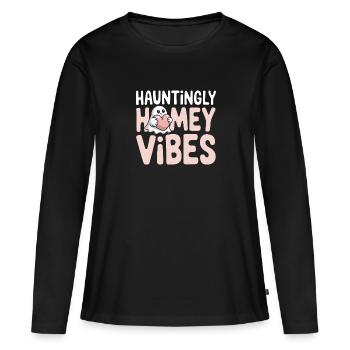 Cosy Horreur Esthétique Effrayant Cosy - T-shirt manches longues Premium bio Femme - noir - Devant - Julia (174cm)