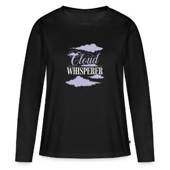 Vue nuageuse, Ciel relaxant, Rêveur - T-shirt manches longues Premium bio Femme - noir - Devant - Julia (174cm)