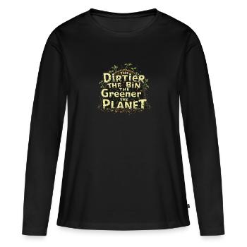 Adeptes du compostage Jardinage durable - T-shirt manches longues Premium bio Femme - noir - Devant - Julia (174cm)