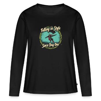 Parachutisme Débutants Aventure Nerfs - T-shirt manches longues Premium bio Femme - noir - Devant - Julia (174cm)
