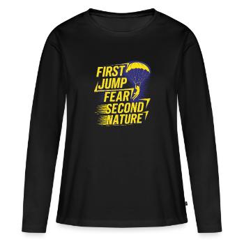 Skydiving Beginners Adventure Nerves - Women's Premium Organic Long Sleeve Shirt - black - Front - Julia (174cm)