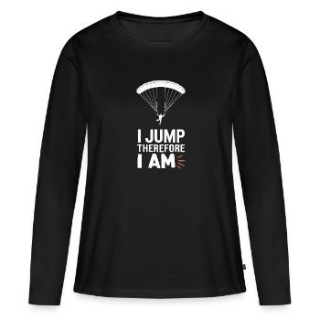 Parachutisme Débutants Aventure Nerfs - T-shirt manches longues Premium bio Femme - noir - Devant - Julia (174cm)