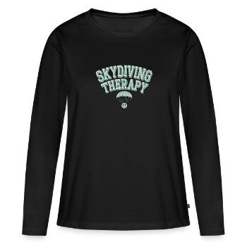 Parachutisme Débutants Aventure Nerfs - T-shirt manches longues Premium bio Femme - noir - Devant - Julia (174cm)