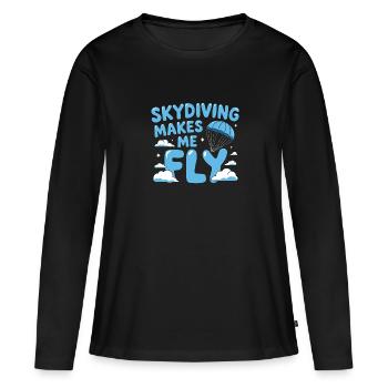 Parachutisme Débutants Aventure Nerfs - T-shirt manches longues Premium bio Femme - noir - Devant - Julia (174cm)