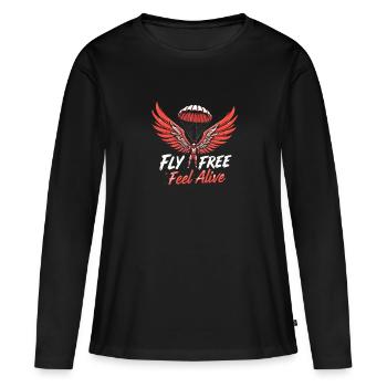 Skydiving Beginners Adventure Nerves - Women's Premium Organic Long Sleeve Shirt - black - Front - Julia (174cm)