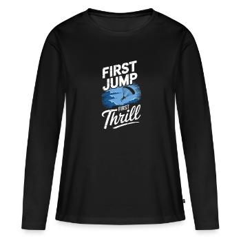 Parachutisme Débutants Aventure Nerfs - T-shirt manches longues Premium bio Femme - noir - Devant - Julia (174cm)