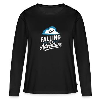 Parachutisme Débutants Aventure Nerfs - T-shirt manches longues Premium bio Femme - noir - Devant - Julia (174cm)