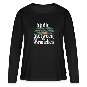 Constructeur de cabanes dans les arbres Construction de cabane dans les arbres - T-shirt manches longues Premium bio Femme - noir - Devant - Julia (174cm)