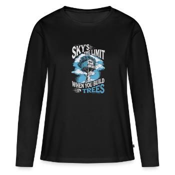 Constructeur de cabanes dans les arbres Construction de cabane dans les arbres - T-shirt manches longues Premium bio Femme - noir - Devant - Julia (174cm)