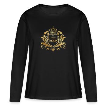 20e anniversaire Semper Verum - Création 03/2005 - T-shirt manches longues Premium bio Femme - noir - Devant - Julia (174cm)