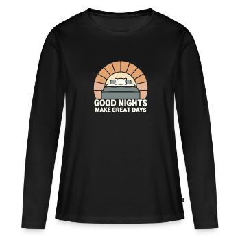 Adeptes de l’hygiène du sommeil, nuits reposantes, - T-shirt manches longues Premium bio Femme - noir - Devant - Julia (174cm)