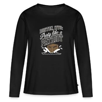 Boston Tea 1773 Révolution américaine Historique - T-shirt manches longues Premium bio Femme - noir - Devant - Julia (174cm)