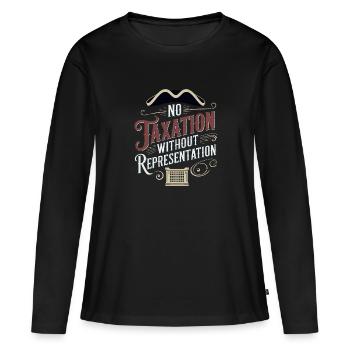Boston Tea 1773 Révolution américaine Historique - T-shirt manches longues Premium bio Femme - noir - Devant - Julia (174cm)
