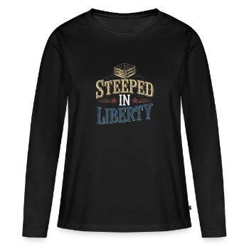 Boston Tea 1773 Révolution américaine Historique - T-shirt manches longues Premium bio Femme - noir - Devant - Julia (174cm)