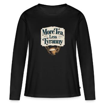 Boston Tea 1773 Révolution américaine Historique - T-shirt manches longues Premium bio Femme - noir - Devant - Julia (174cm)