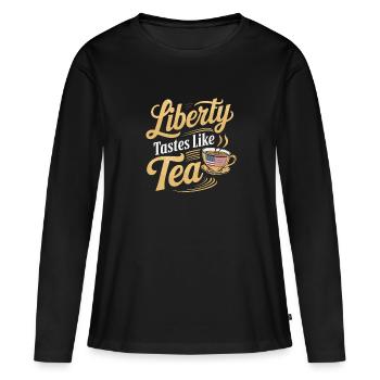 Boston Tea 1773 Révolution américaine Historique - T-shirt manches longues Premium bio Femme - noir - Devant - Julia (174cm)