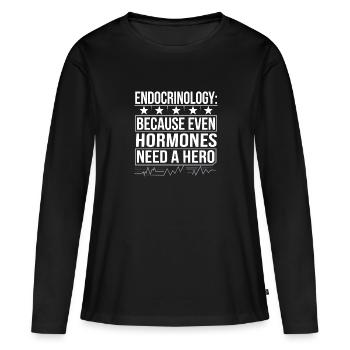 Science médicale pour l’endocrinologie - T-shirt manches longues Premium bio Femme - noir - Devant - Julia (174cm)
