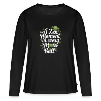 Kokedama Moss Ball Plantes Jardinage Japonais - T-shirt manches longues Premium bio Femme - noir - Devant - Julia (174cm)
