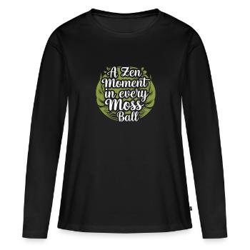 Kokedama Moss Ball Plantes Jardinage Japonais - T-shirt manches longues Premium bio Femme - noir - Devant - Julia (174cm)