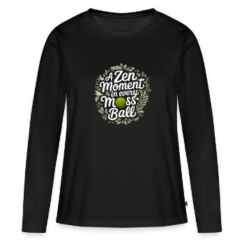 Kokedama Moss Ball Plantes Jardinage Japonais - T-shirt manches longues Premium bio Femme - noir - Devant - Julia (174cm)