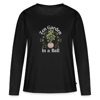 Kokedama Moss Ball Plantes Jardinage Japonais - T-shirt manches longues Premium bio Femme - noir - Devant - Julia (174cm)