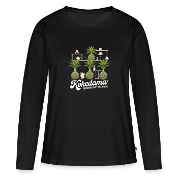Kokedama Moss Ball Plantes Jardinage Japonais - T-shirt manches longues Premium bio Femme - noir - Devant - Julia (174cm)