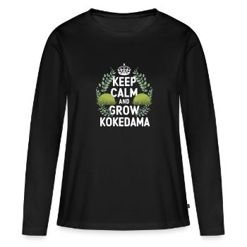 Kokedama Moss Ball Plantes Jardinage Japonais - T-shirt manches longues Premium bio Femme - noir - Devant - Julia (174cm)