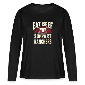 Bovins Éleveur Éleveur Éleveur Éleveur Mode de vie - T-shirt manches longues Premium bio Femme - noir - Devant - Julia (174cm)