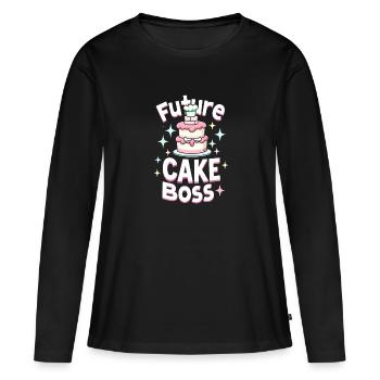 Candidat Junior en Boulangerie Jeune Chef Boulangerie - T-shirt manches longues Premium bio Femme - noir - Devant - Julia (174cm)