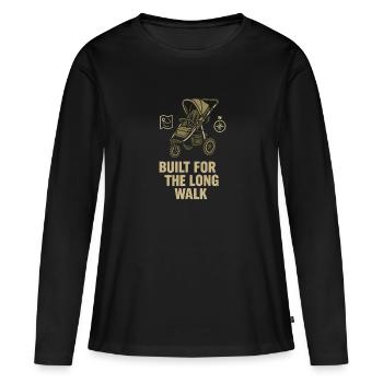 Crèche Papa Paternité Fierté - T-shirt manches longues Premium bio Femme - noir - Devant - Julia (174cm)