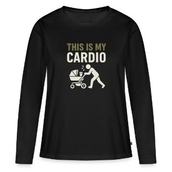 Crèche Papa Paternité Fierté - T-shirt manches longues Premium bio Femme - noir - Devant - Julia (174cm)